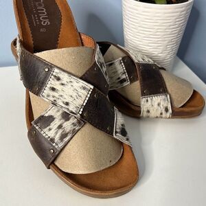 Romus Vegan Leather Cow print sandal Heels sz 8